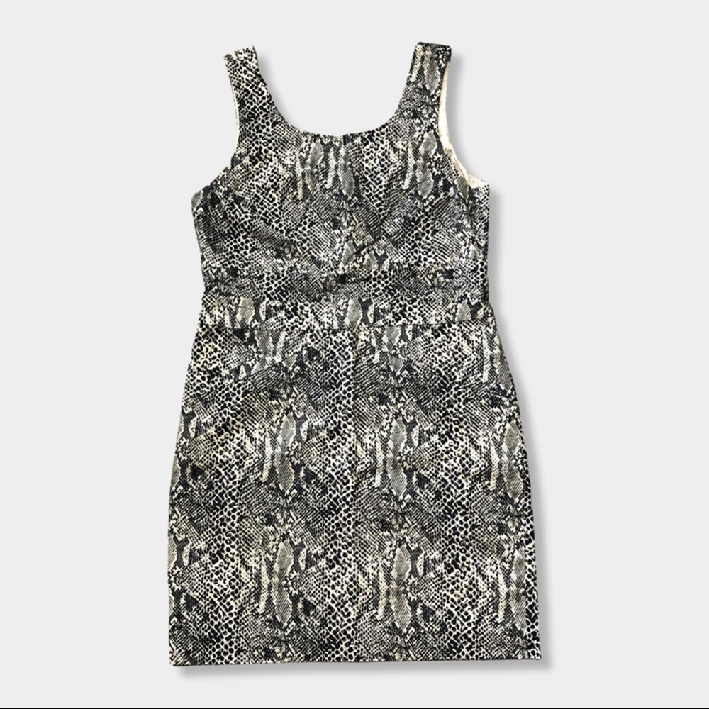 Michael Kors Snake Skin Animal Print Sleeveless Bodycon Shift Mini Dress 6 S